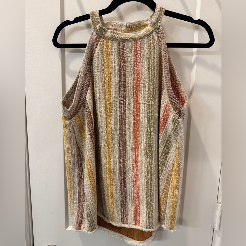 W5 Brown and Cream Tank Top Cozy Knit Sleeveless